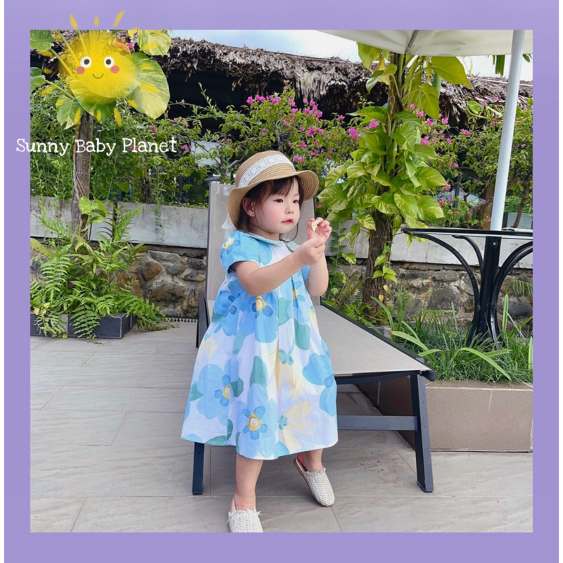 Váy bé gái Sunny váy thiết kế váy cotton cổ Peter Pan xinh xắn