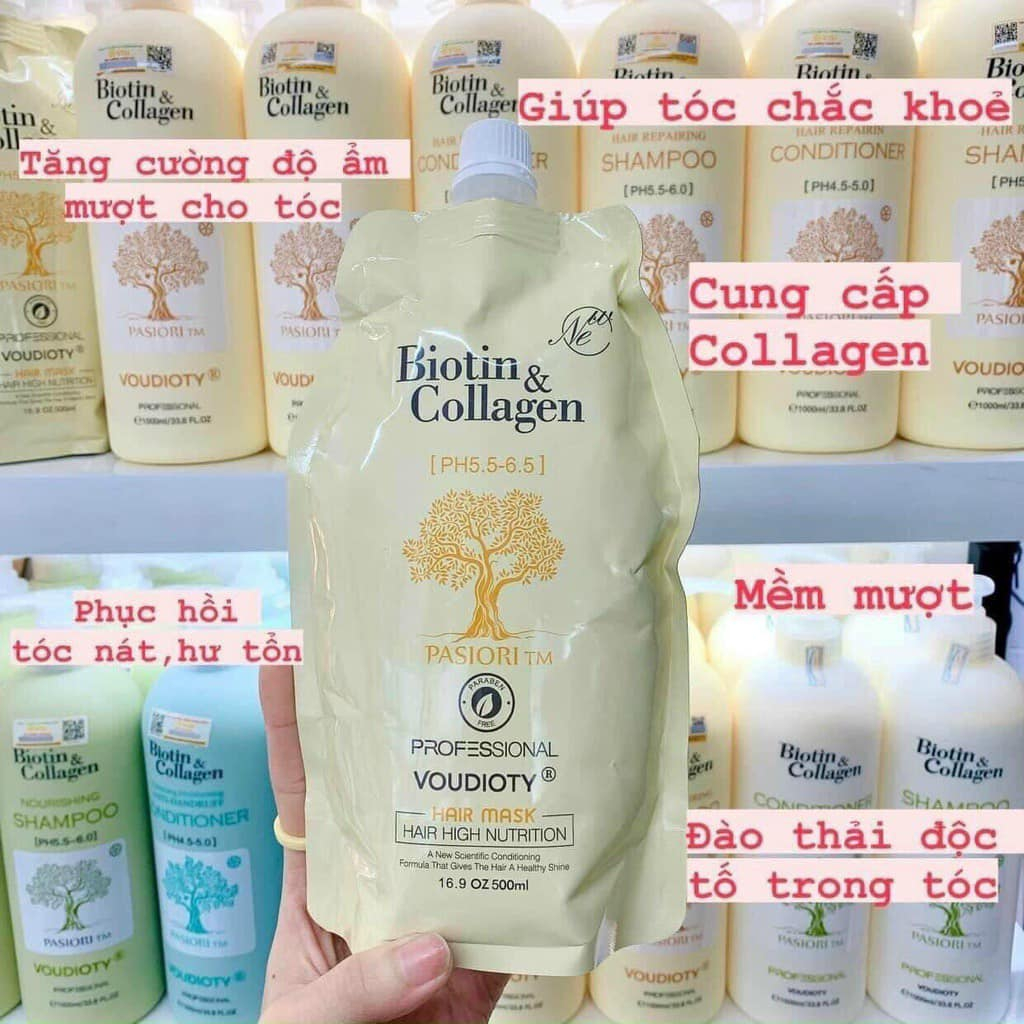 Dầu Hấp Biotin & Collagen Professional Voudioty 500ml