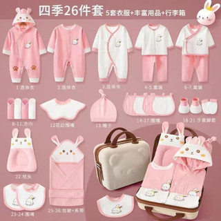 Set đồ sơ sinh quà tặng trọn bộ 20-26 món hoạ tiết xinh xắn có hộp đựng sang trọng cho bé trai bé gái sơ sinh