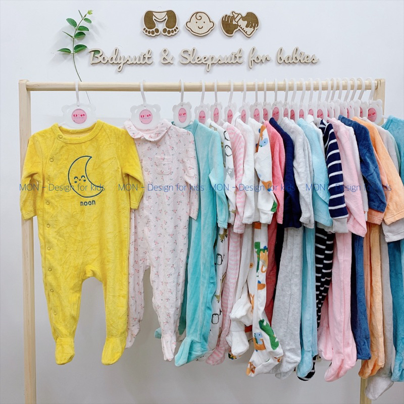 Sleepsuit nỉ, chần bông mẫu mới 2024 hàng xuất dư các hãng cho bé