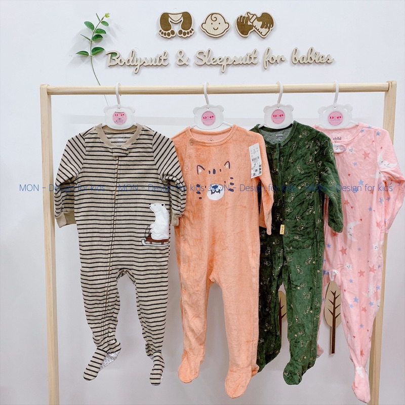 Sleepsuit nỉ, chần bông mẫu mới 2024 hàng xuất dư các hãng cho bé