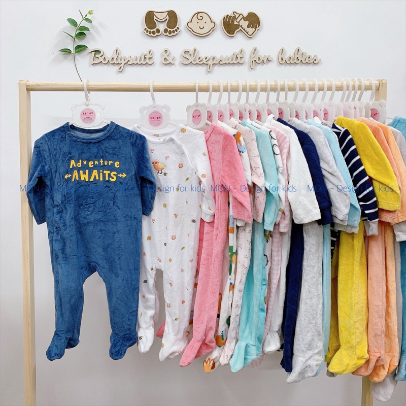 Sleepsuit nỉ, chần bông mẫu mới 2024 hàng xuất dư các hãng cho bé