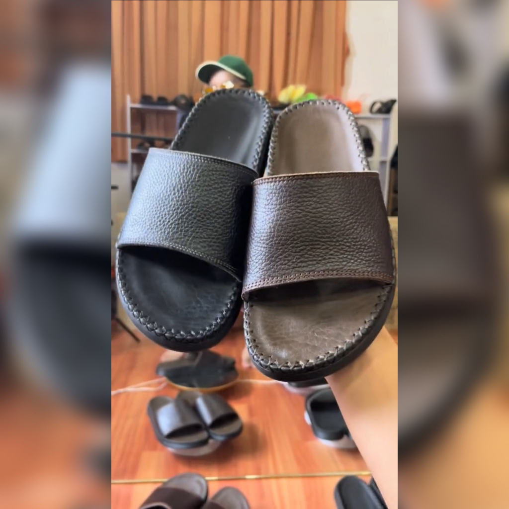 Dép da bò Dr quai ngang đế cao su Maxpingvn