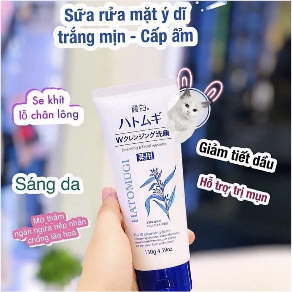 Sữa Rửa Mặt Trắng Da Hatomugi Moisturizing & Facial Washing 130G