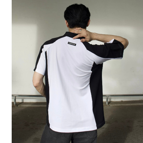 Áo polo phối màu khóa kéo logo cao su Krants