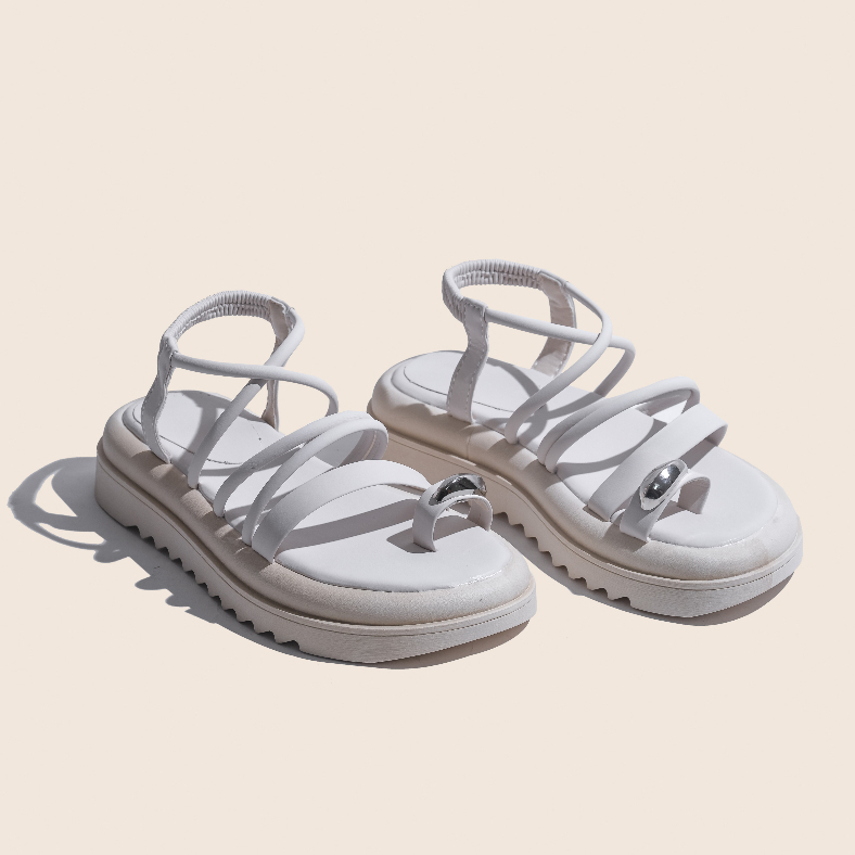 Giày Sandal Nữ Xỏ Ngón Quai Dây Màu Đen, Kem Nhẹ Êm Thời Trang giayBOM GB B2871