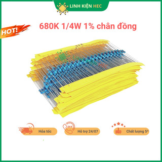 Điện trở vạch 1/4W 680K chân đồng 1% combo 50 con linhkienhec