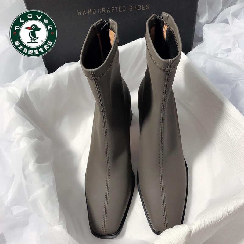 Bốt da PU Forever đế vuông cao 7CM hàng mới 2023