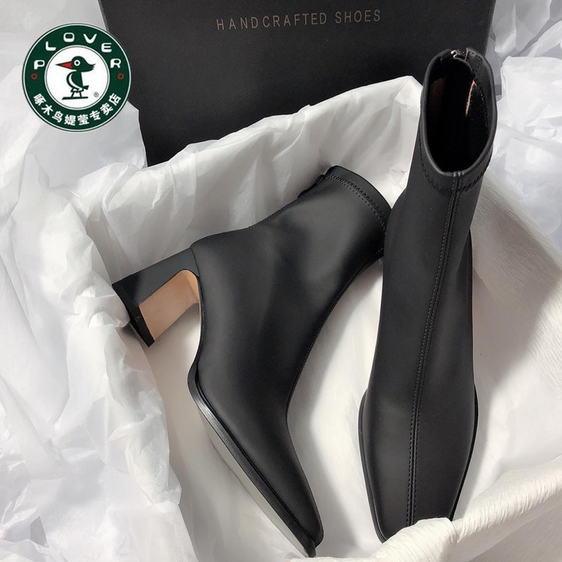 Bốt da PU Forever đế vuông cao 7CM hàng mới 2023