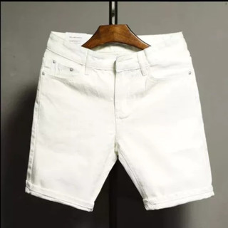 Quần short jean nam trắng đen ngố jean ngắn