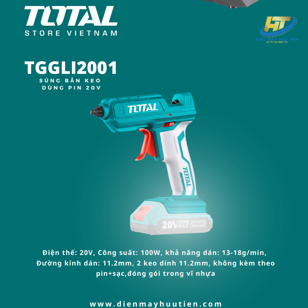 Súng bắn keo dùng pin Total TGGLI2001 (Không kèm theo pin và cục sạc)