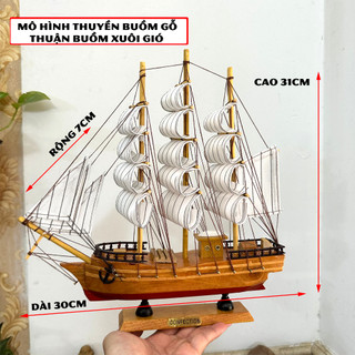 [Dài 30cm - Xuất Khẩu] Mô hình thuyền gỗ trang trí thuyền trang trí tàu chiến cổ Confection -Gỗ tự nhiên- hàng xuất khẩu