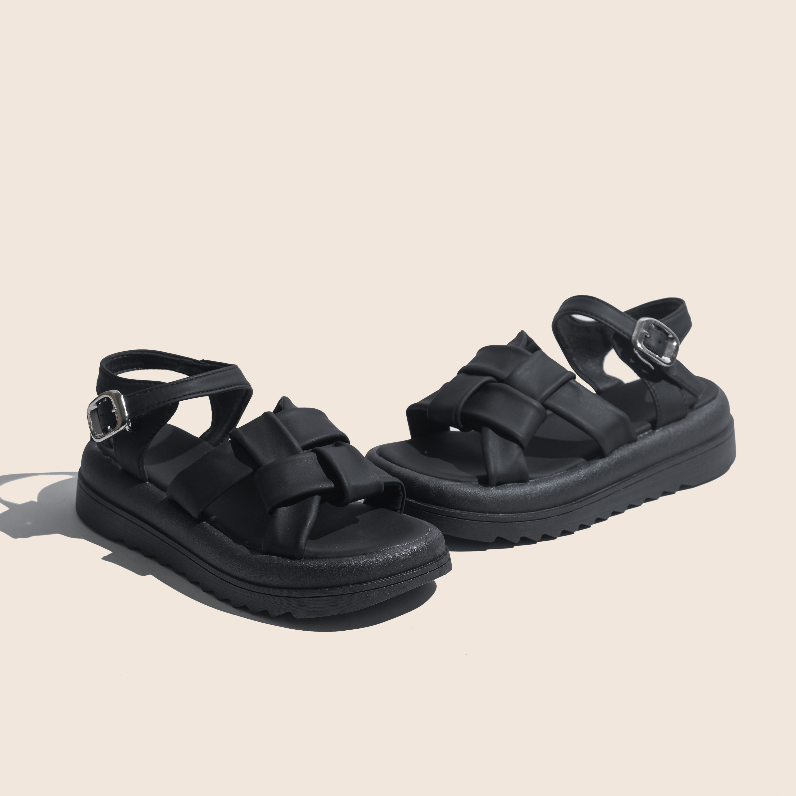 Giày Xăng Đan Nữ Đế Cao Quai Đan Màu Đen, Kem Nhẹ Êm Mới Nhất giayBOM GB Sandal B2854