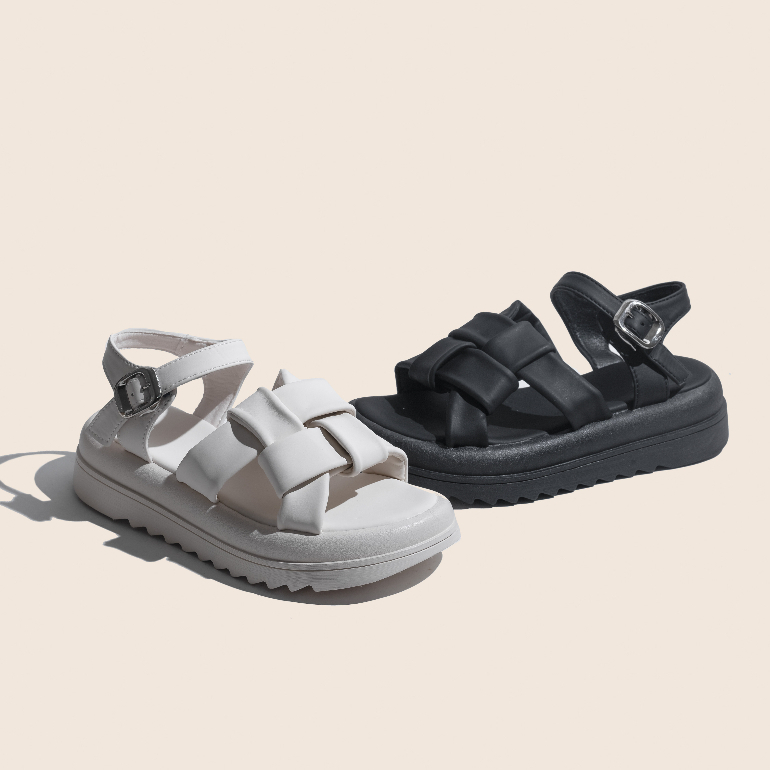 Giày Xăng Đan Nữ Đế Cao Quai Đan Màu Đen, Kem Nhẹ Êm Mới Nhất giayBOM GB Sandal B2854