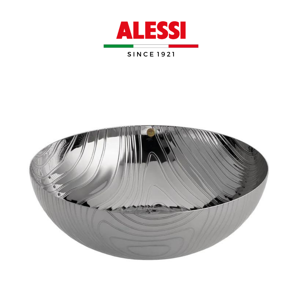 Bát tô đựng hoa quả họa tiết vân gỗ bằng thép không gỉ ALESSI VENEER - Hàng chính hãng