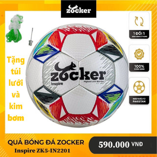 Quả bóng đá sân cỏ nhân tạo size 5, Quả bóng đá Zocker chính hãng, Tặng kèm túi lưới đựng bóng và kim bơm.