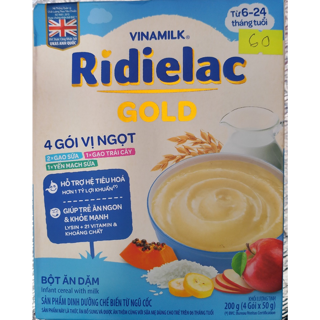 Bột ăn dặm Ridielac Gold 4 gói vị ngọt 200gram - 200g
