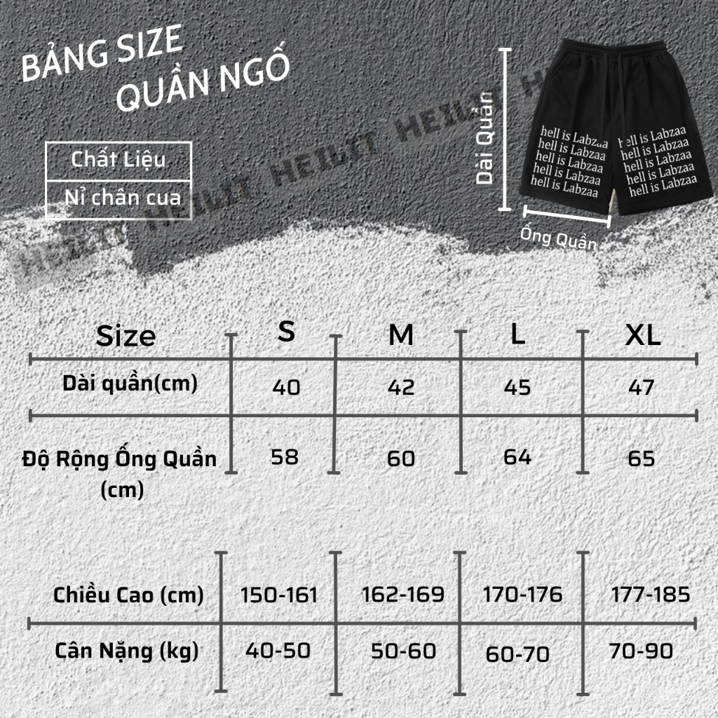 Quần Thun Ngố Nam Họa Tiết Chữ Nổi Bật HeiLit Short Nỉ Đùi Dày Dặn Có Túi Kết Hợp Dây Rút Dáng Cao