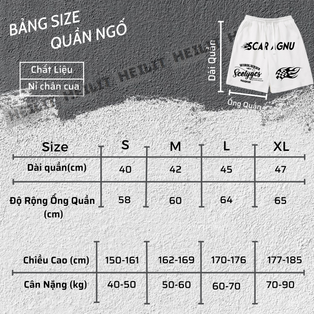 Quần Thun Ngố Nam Họa Tiết Nổi CAR AGNU HeiLit Short Nỉ Đùi Dày Dặn Có Túi Kết Hợp Dây Rút