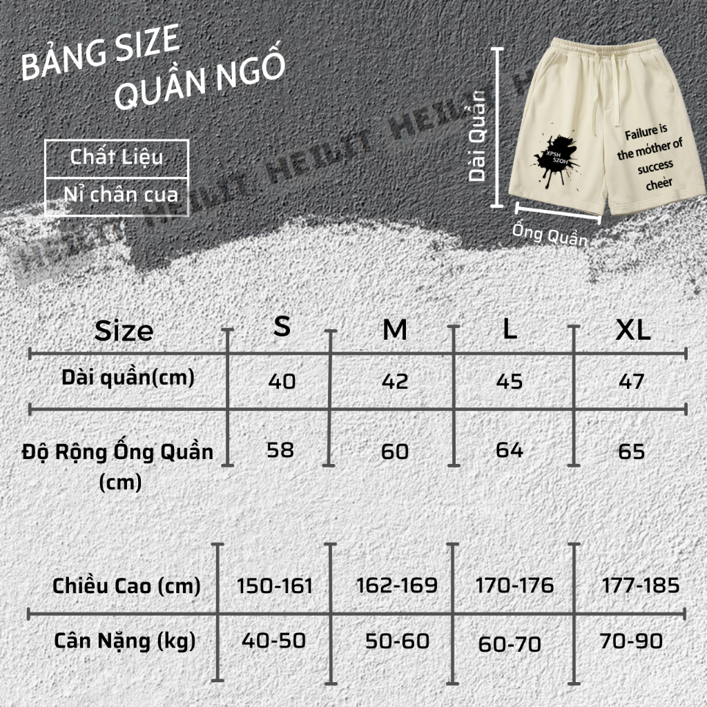 Quần Thun Ngố Nam Họa Tiết Nổi Bật Dáng Ngắn HeiLit Short Nỉ Đùi Dày Dặn Có Túi Kết Hợp Dây Rút