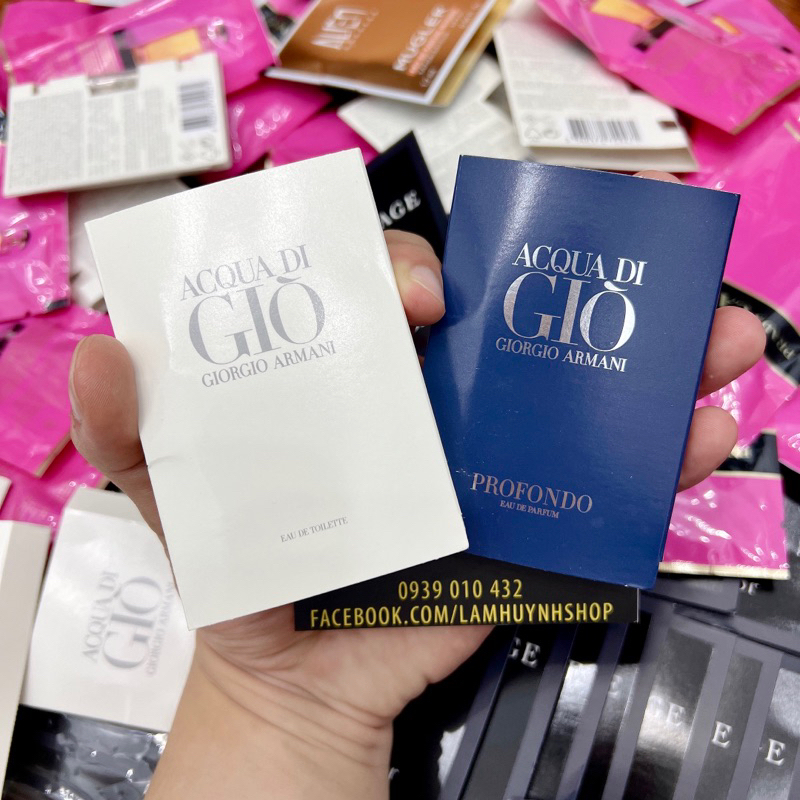 Vial Nước hoa ACQUA DI GIÒ Trắng EDT - EDP - ABSOLU gỗ vàng -  PROFONDO Xanh 1,2ml