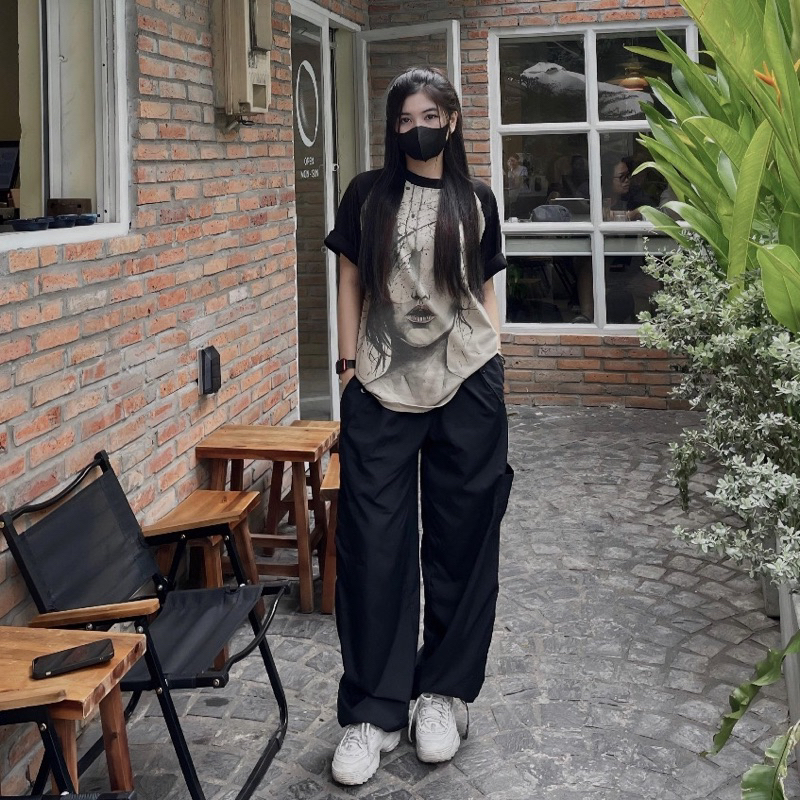 Áo Phông Pha Tay Hình Cô Gái 3D Loang Màu Hàng Loại 1