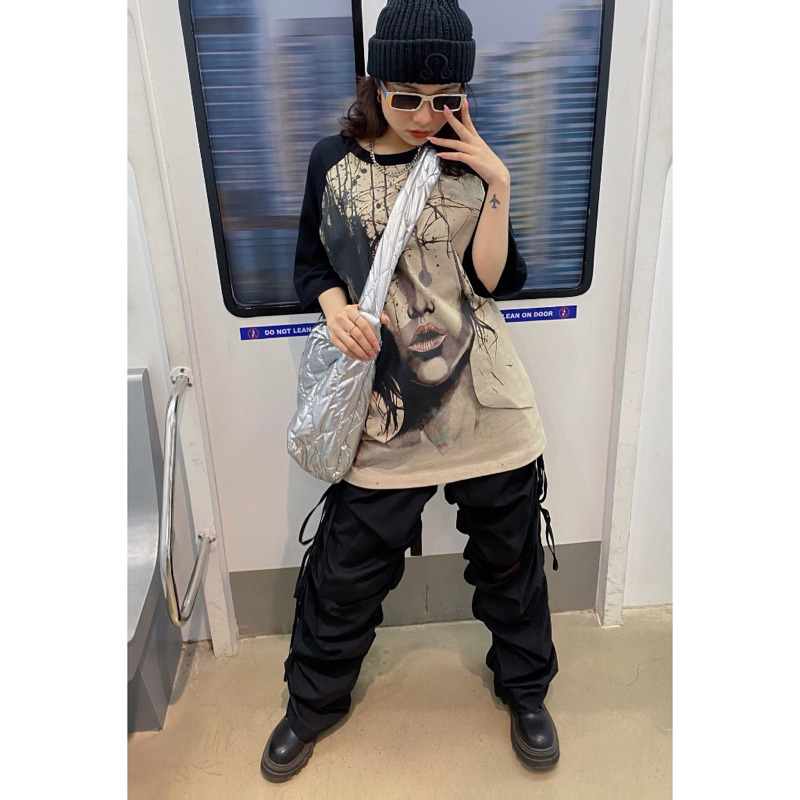 Áo Phông Pha Tay Hình Cô Gái 3D Loang Màu Hàng Loại 1