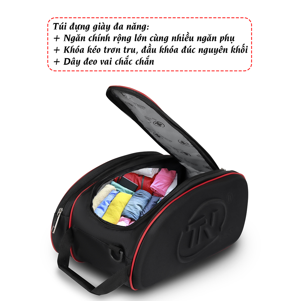 Túi Thể Thao Màu Đen TN Bags TN.B 9001, Túi Đựng Giày Đá Bóng Cao Cấp 2 Ngăn Tiện Lợi, Chống Thấm Chống Nước