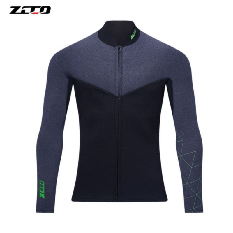 Áo bơi lẻ giữ nhiệt dài tay cho nam dày 2.5mm MT301 size 45-80kg ZCCO màu đen, màu xám, chữ xanh lá giữ ấm,cản gió