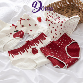 Quần Lót Nữ Cotton Cao Cấp Họa Tiết Dâu Tây Dễ Thương Kháng Khuẩn DORIS Q02