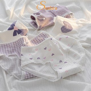 Quần Lót Nữ Cotton Cao Cấp Họa Tiết Nơ Xinh Đáng Yêu Co Dãn 4 Chiều SUNBRA Q04