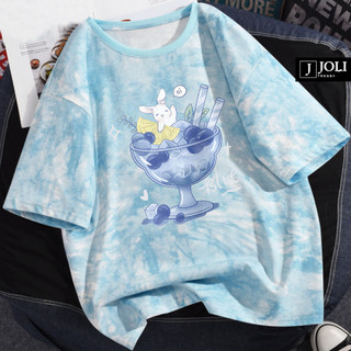 Áo Thun Loang, Áo Phông Nam Nữ Unisex Tay Lỡ By JOLI BST 6 In Hình Chất Cotton Form Rộng