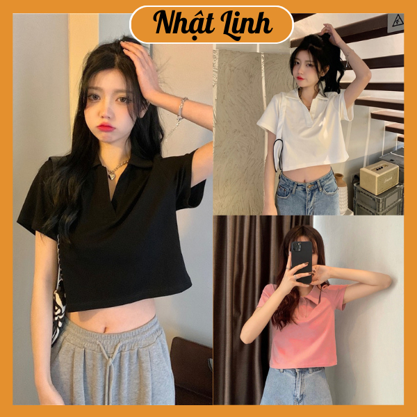 Áo polo nữ NHẬT LINH áo thun nữ cổ bẻ dáng croptop chất đẹp co giãn - A315