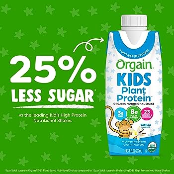 Thùng 12 hộp Sữa Hữu Cơ Orgain Kids PLANT Protein 237ml x 12 - vị VanI