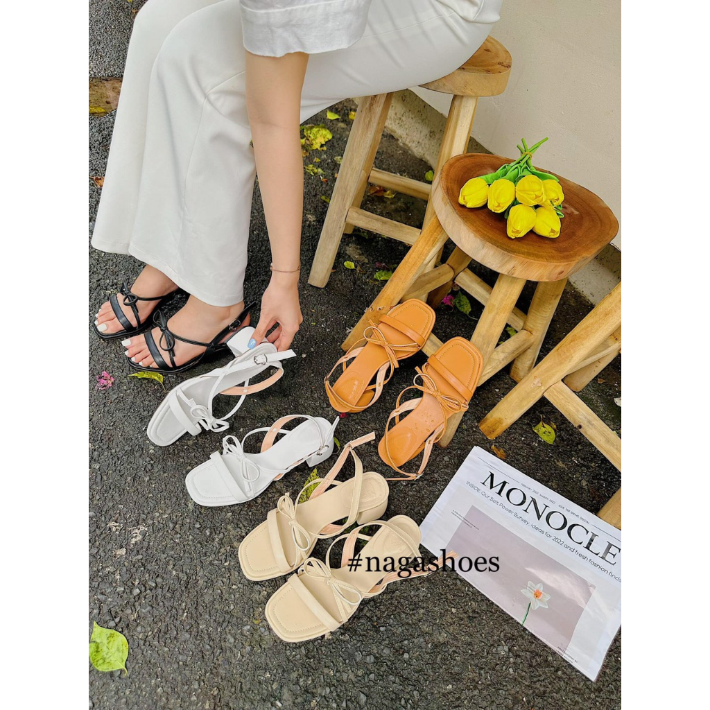 CAO GÓT NAGASHOES PHỐI QUAI THẮT NƠ 5P NAC263