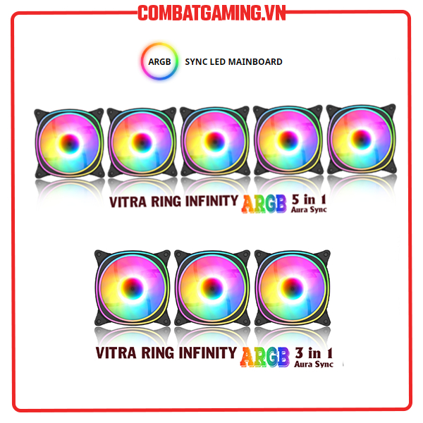 Quạt Tản Nhiệt Bộ Kit 3 & Kit 5 Fan - Vitra Ring Infinity ARGB Aura Sync LED (Màu Đen/SyncMain)