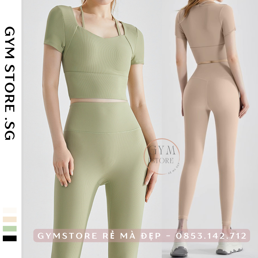 Bộ Đồ Thể Thao Màu Nude Thiết Kế Thoải Mái Nhanh Khô Thời Trang Cho Nữ Áo Có Mút Ngực Chắc Chắn Rẻ Đẹp GYMSTORE 2713