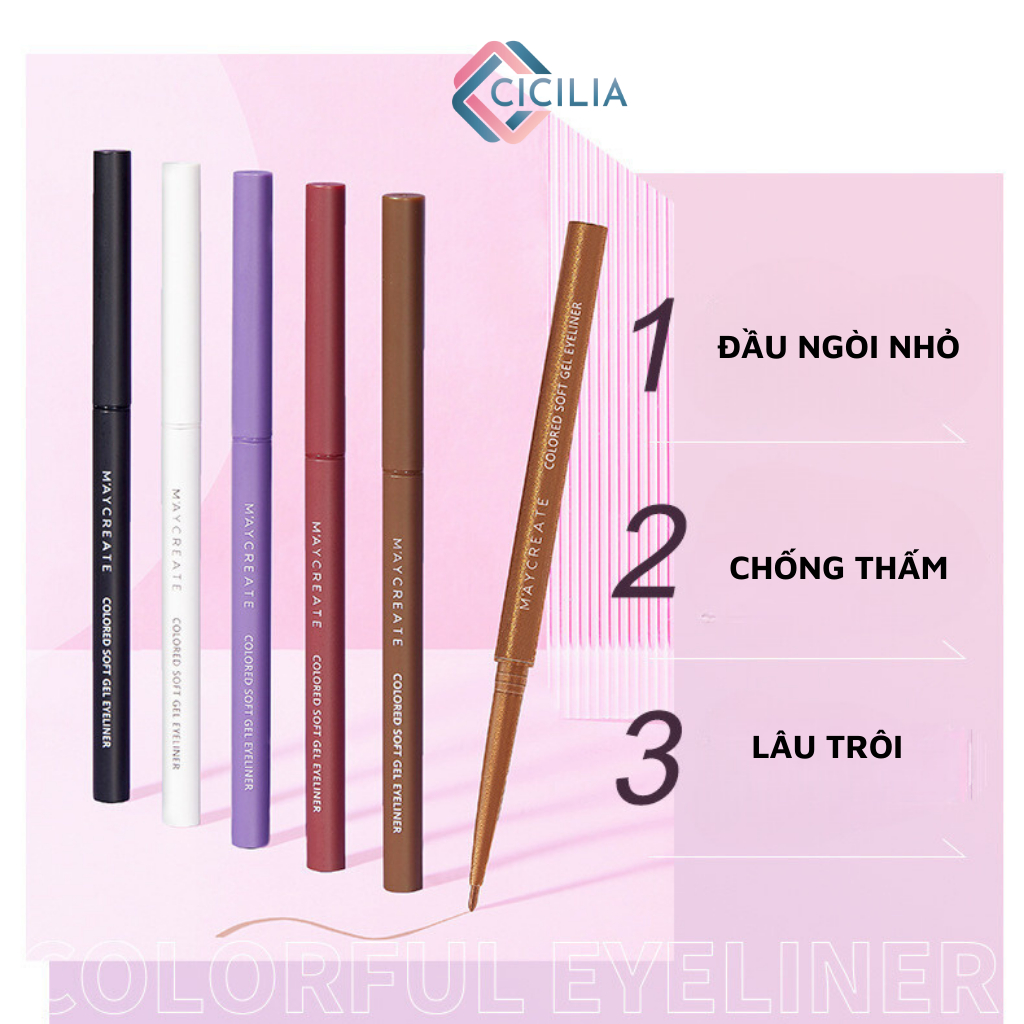 Bút Chì Kẻ Mắt CICILIA Nhiều Màu Đầu Mảnh 1.8mm Chống Thấm Nước Lâu Trôi CI-055