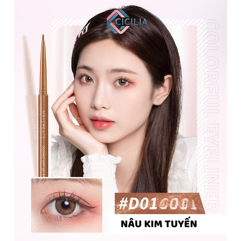 Bút Chì Kẻ Mắt CICILIA Nhiều Màu Đầu Mảnh 1.8mm Chống Thấm Nước Lâu Trôi CI-055