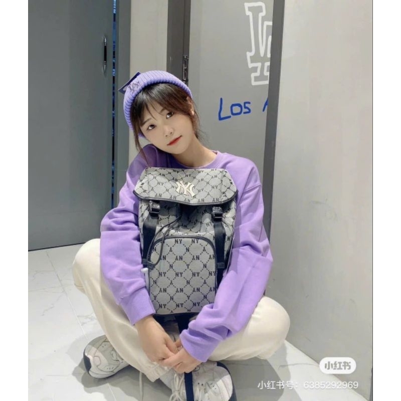 Balo unisex nam nữ MLB size 25 × 50 cm full họa tiết monogram chất liệu dày dặn