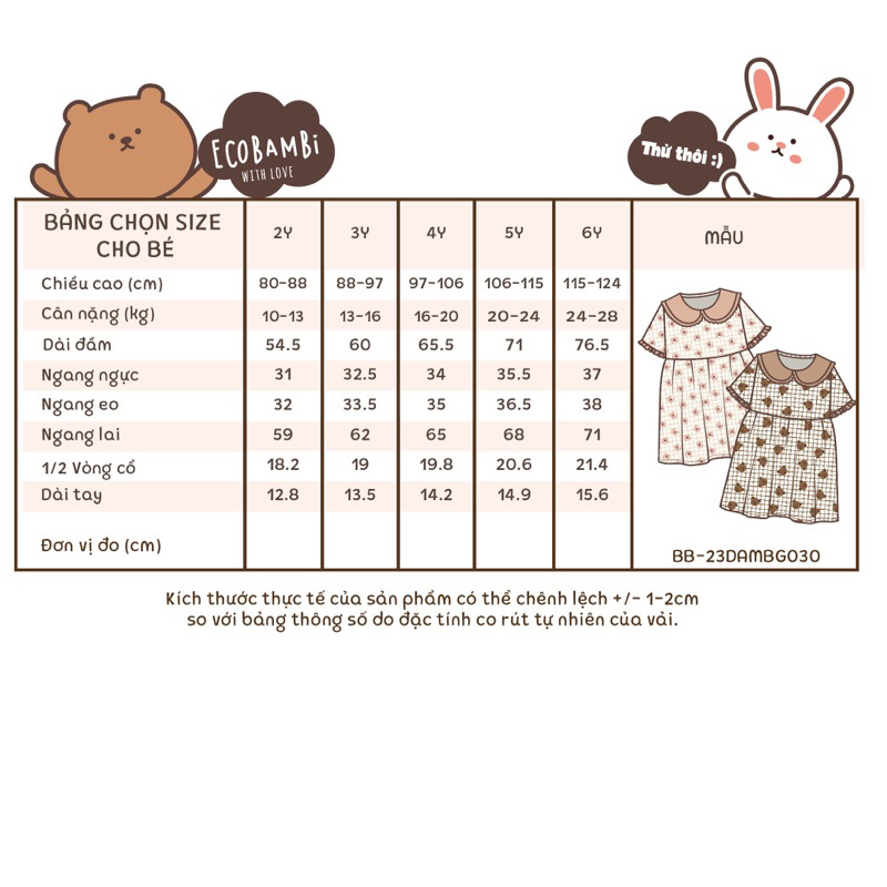 Đầm xoè bé gái, cổ lá sen chất liệu cotton xô muslin mang phong cách vintage xinh xắn Ecobambi - BB-23DAMBG030