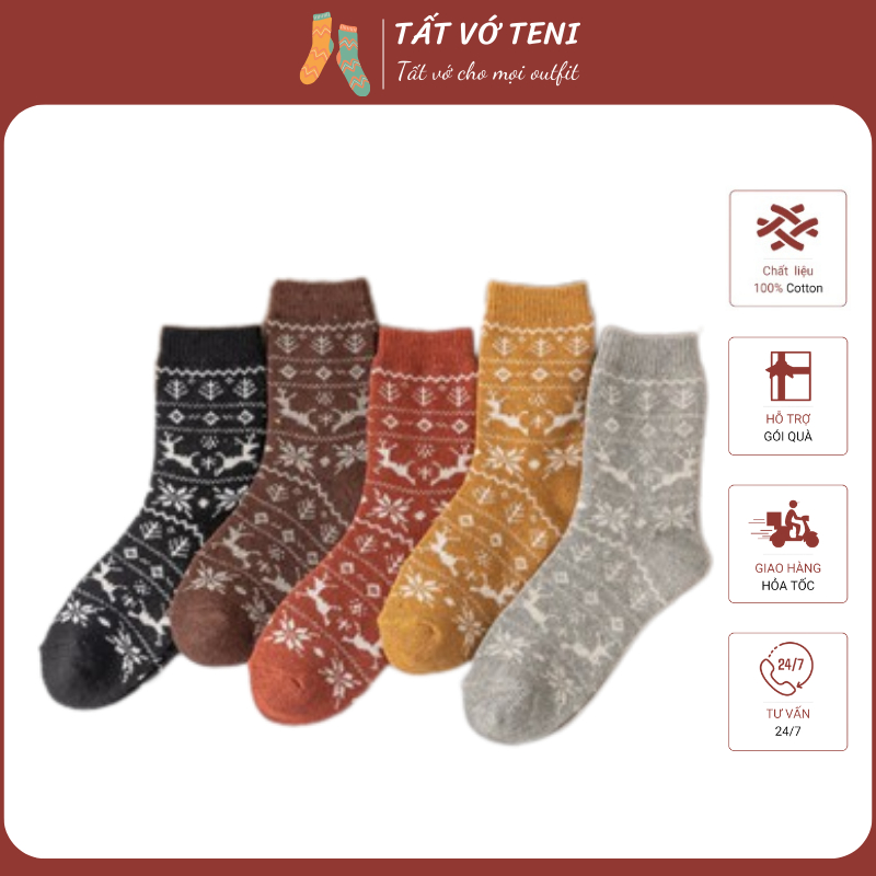 Vớ Tất Len Nam Nữ Cổ Cao Trơn Dày Phong Cách Nhật Bản Thời Trang Thu Đông - Mã TL070