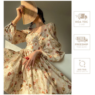 Váy Thiết Kế In Hoa, Đính Cườm Cổ VH52
