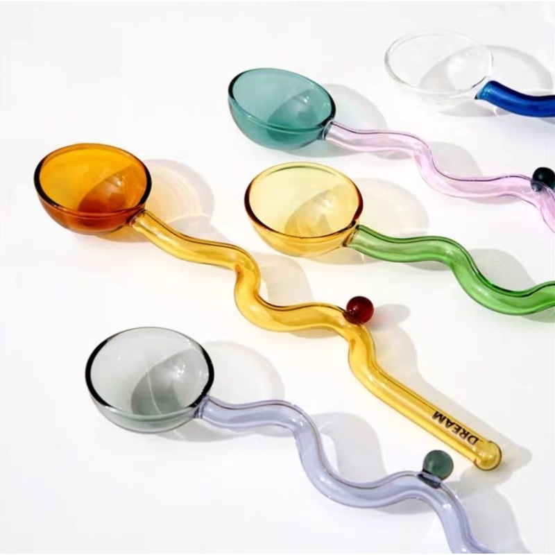 Thìa muỗng thủy tinh màu độc lạ ZigZag | Zigzag glass spoon