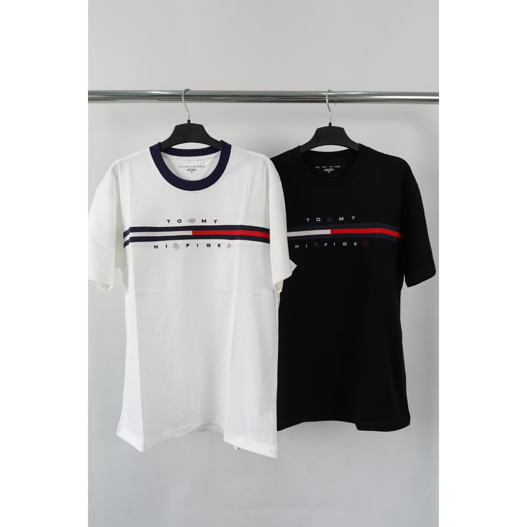 Áo thun Tommy Basic Embroidered Flag Logo - Logo Dệt Kim Chất 100%cotton mịn dày 250GSM nặng trên 300gram