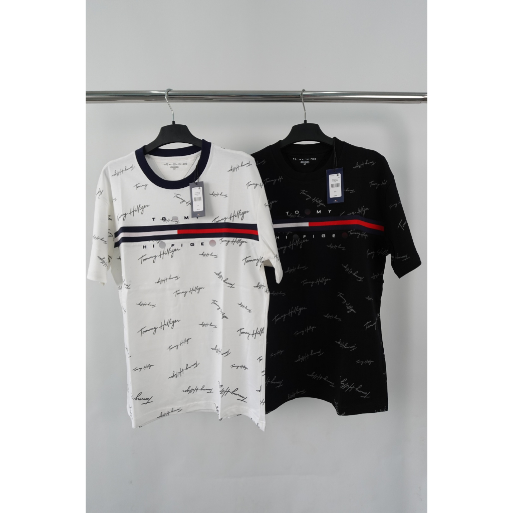 Áo thun Tommy Chữ Ký Signature Flag Logo - Logo Dệt Kim Chất 100%cotton mịn dày 250GSM nặng trên 300gram