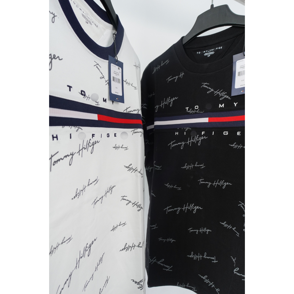 Áo thun Tommy Chữ Ký Signature Flag Logo - Logo Dệt Kim Chất 100%cotton mịn dày 250GSM nặng trên 300gram