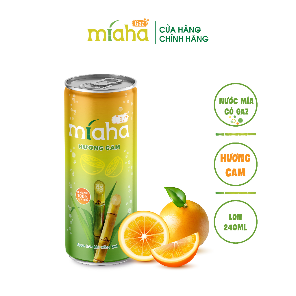 Nước Mía có Gaz Miaha Gaz hương Berry/ Cam/ Citrus lựa chọn 240ml/lon - COCOXIM - MIAHA - YOOSOO MALL