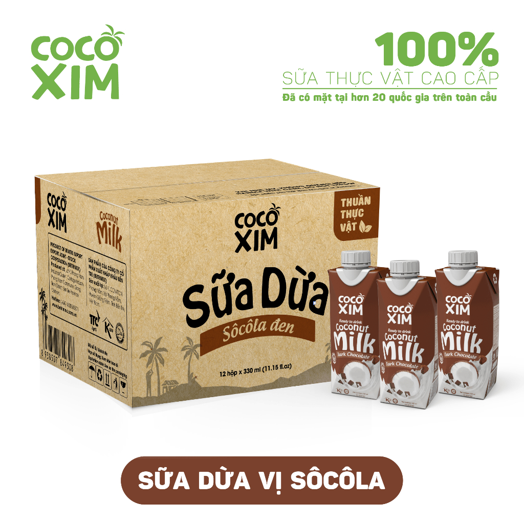 01 Thùng/ 12 Hộp 330mL Sữa Dừa Nguyên Chất/ Chocolate Đen/  Coffee  - COCOXIM - YOOSOO MALL