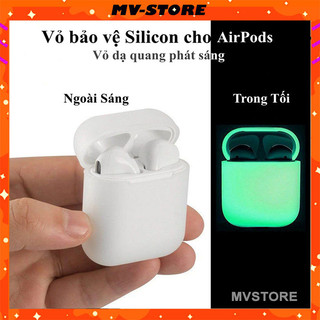 Vỏ bọc tai nghe Air.pods 1/2/3/Pro/Pro 2, case bảo vệ dẻo dạ quang kèm móc khóa MVSTORE